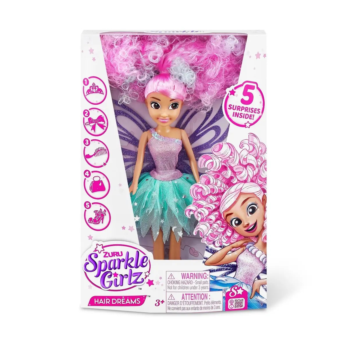 Zuru-Sparkle Girlz Doll 25 CM Hair Dreams ( Pink Hair )