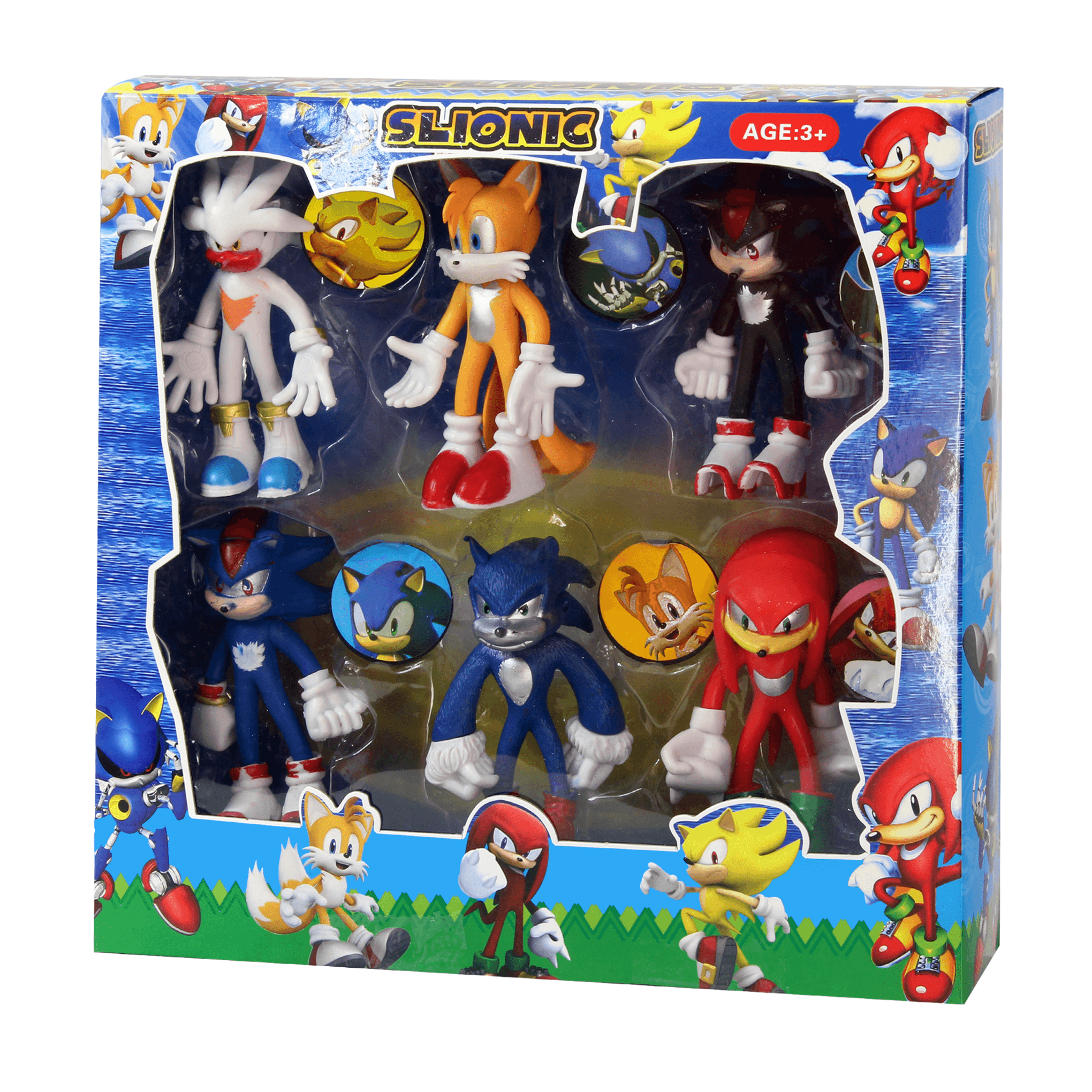 6 in 1 Sonic Action Figures Set Model C - BumbleToys - 5-7 Years, Action Figure, Action Figures, Boys, Sonic, Toy Land