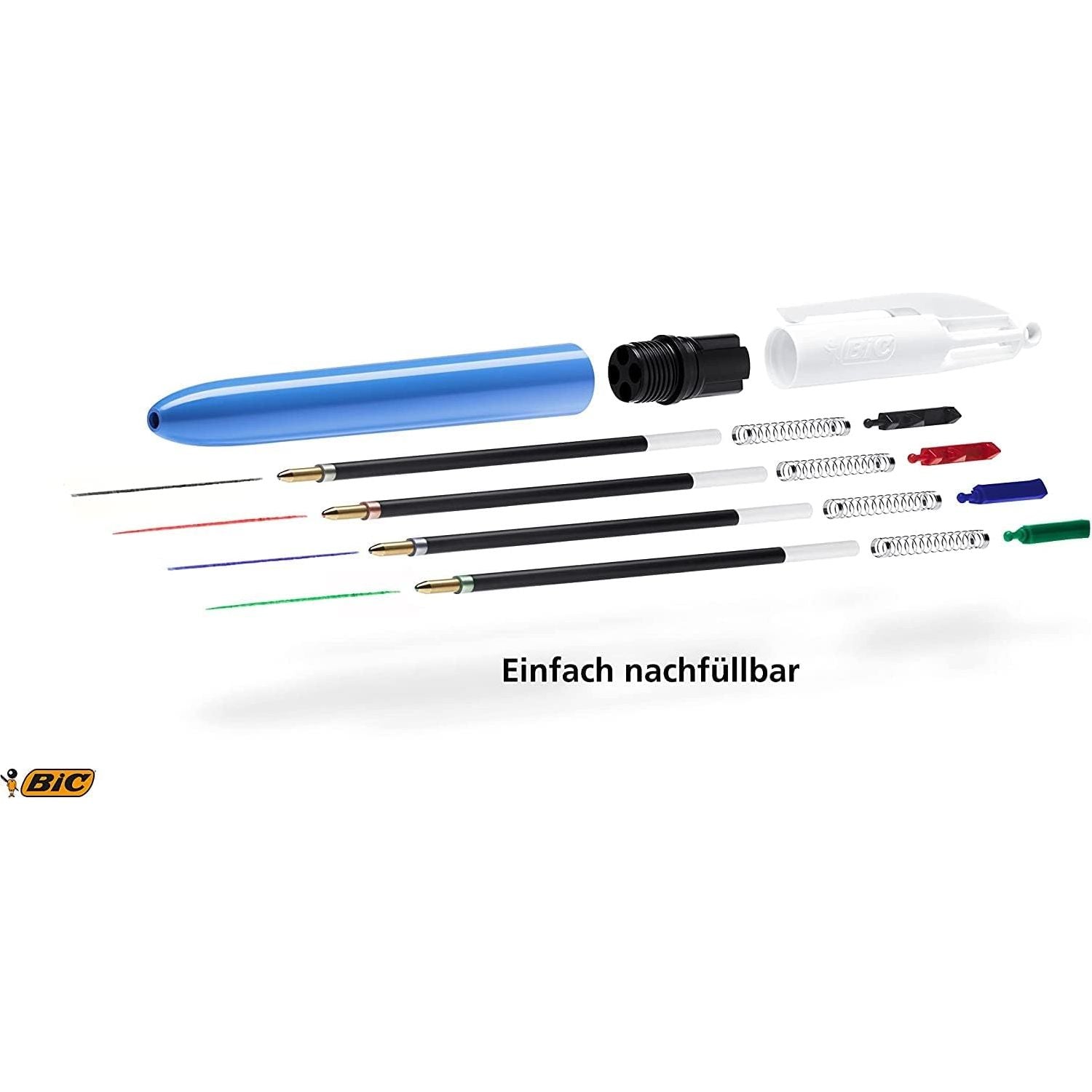 BIC 4-Color Original Retractable Ball Pens, Medium Point (1.0mm), 1-Pen