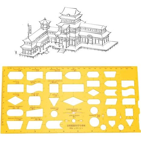 Drawing Template, Multifunctional Durable Architectural Design Drawing Template Hollow Geometric Ruler (4351)