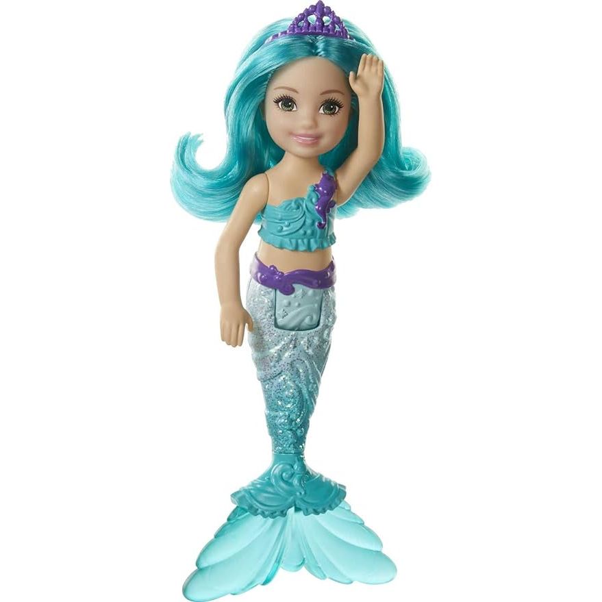 Barbie Dreamtopia Chelsea Mermaid Doll, 6.5-inch with Teal Hair and Tail