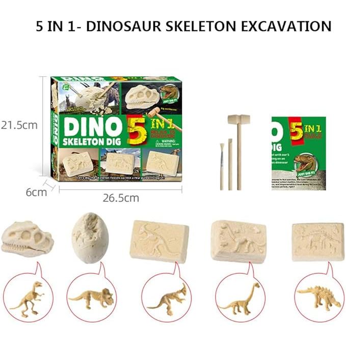 Eduman Dino Skeleton Toys Dig Kit 5in1
