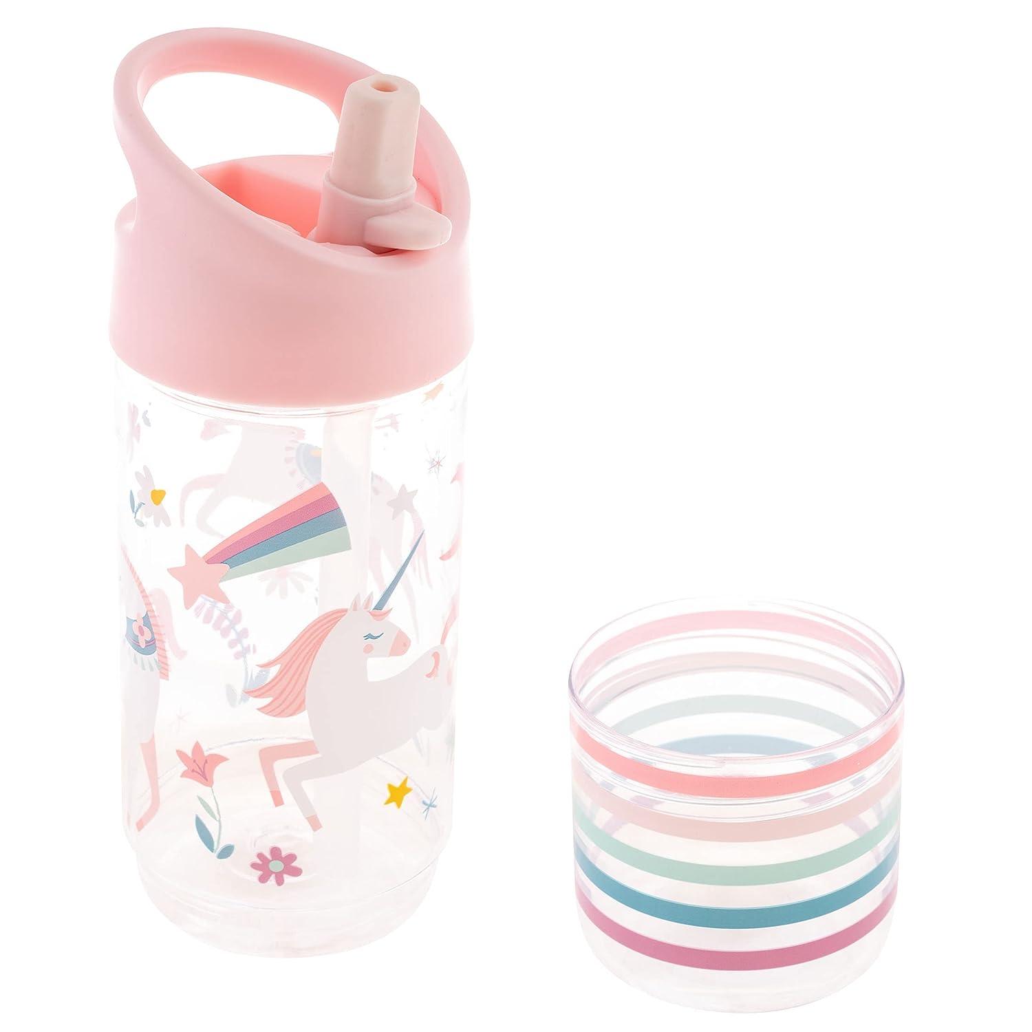 Stephen Joseph Sip And Snack Pink Unicorn Water Bottle - BumbleToys - 2-4 Years, 5-7 Years, Cecil, Girls, School Supplies, Water Bottle