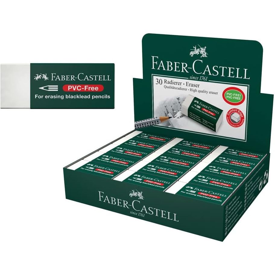 Faber-Castell Eraser Pack of 30 PVC Free White