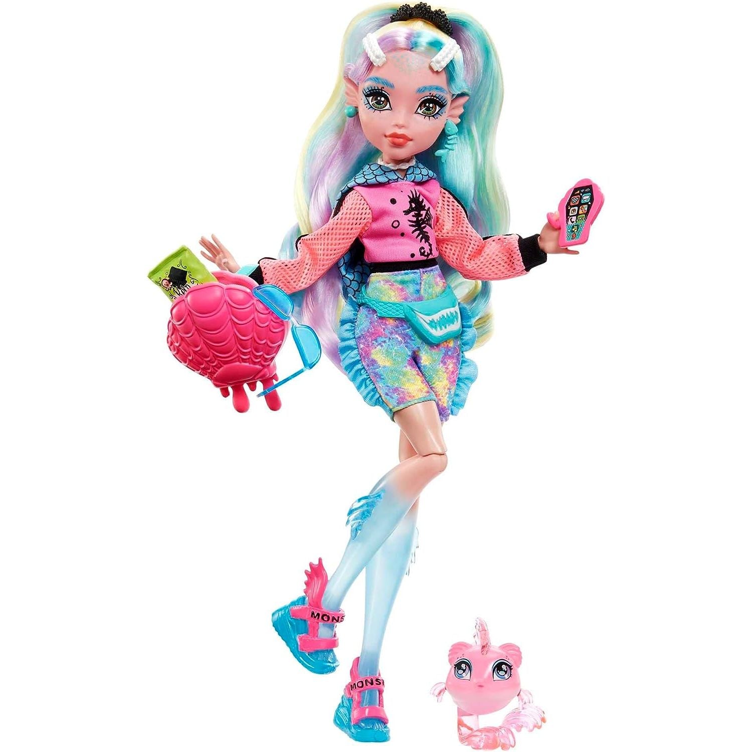 Mattel Monster High Lagoona Blue Fashion Doll with Colorful Streaked Hair, Signature Look, Accessories & Pet Piranha