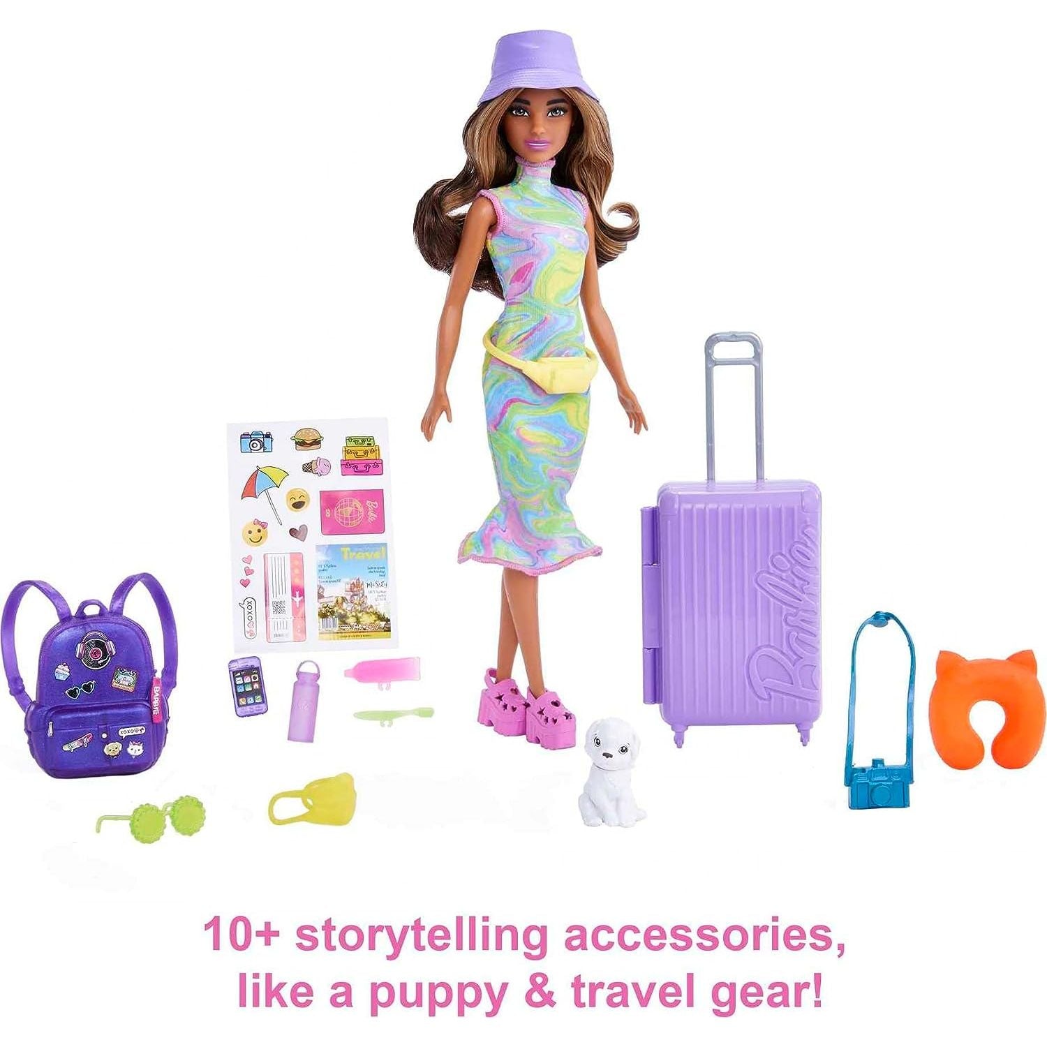 Barbie Doll and Accessories, Travel Set with Teresa Doll, Puppy and 10+ Pieces Including Working Suitcase