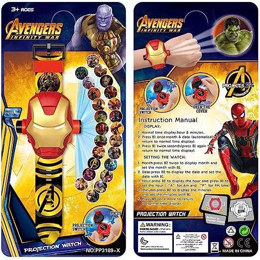 Projection children's watch - Iron man - 24 types of images of heroes .Projector Watch - BumbleToys - 5-7 Years, Boys, Girls, OXE, Toy Land, Wrist Watches