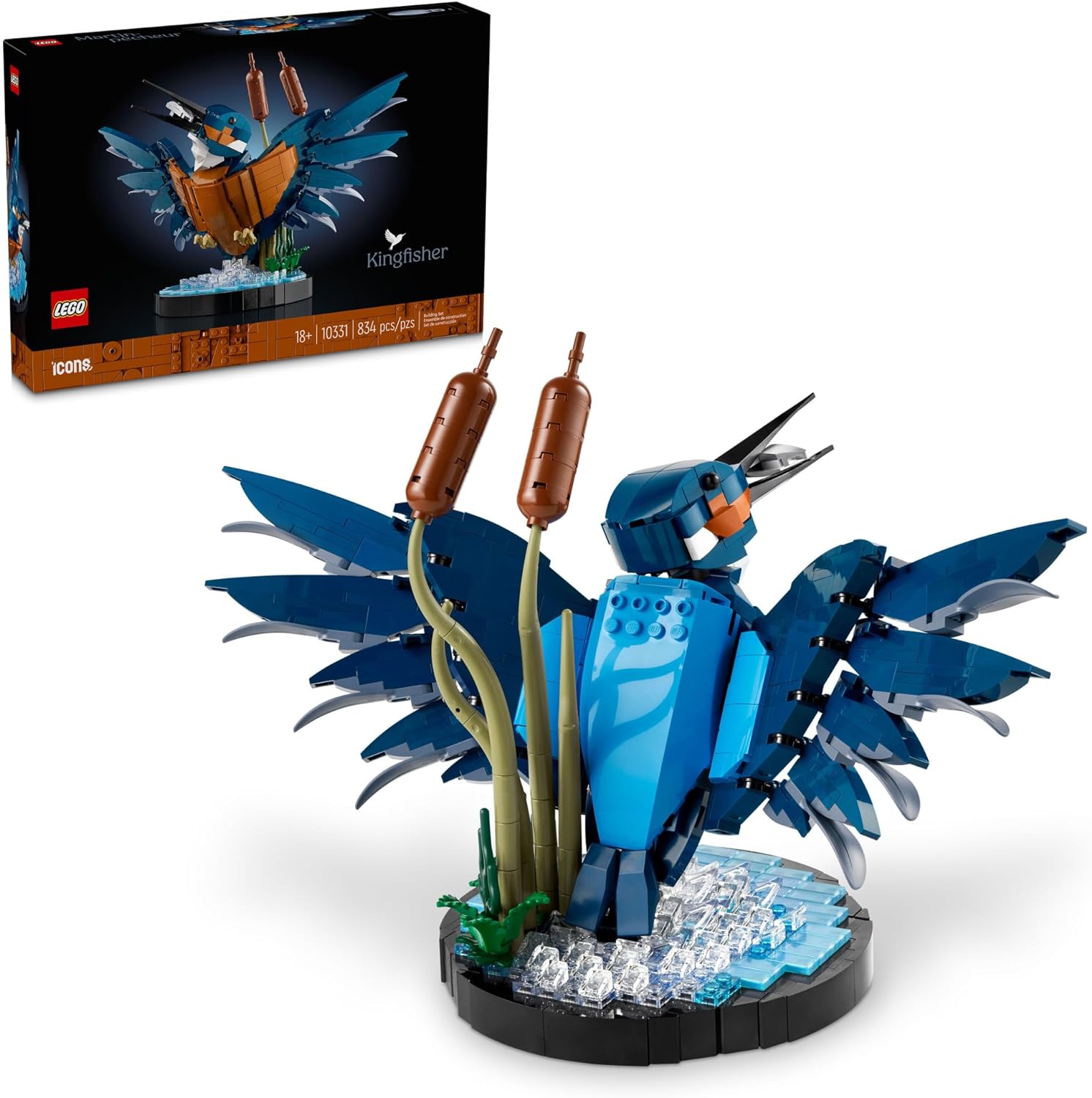 LEGO 10331 Icons Kingfisher Bird Model, Creative Set for Adults to Build and Display.