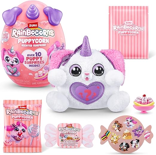 Rainbocorns Puppycorn Poodle Scent Surprise - Surprise Unboxing Soft Toy, Scented Puppy Plush for Girls by ZURU