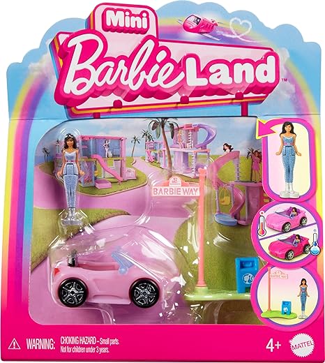 Barbie Mini BarbieLand Doll & Toy Vehicle Sets, 1.5-inch Doll & Iconic Toy Vehicle with Color-Change Surprise - Jeep