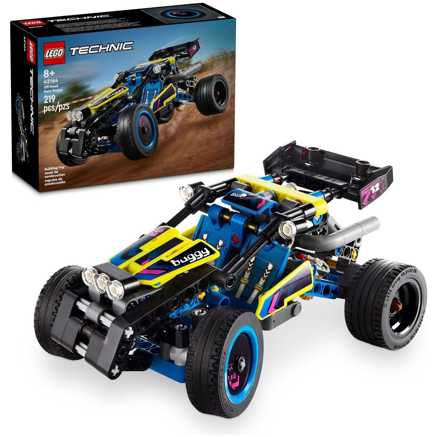 LEGO 42164 Technic Off-Road Race Buggy Buildable Car Toy, Cool Toy for 8 Year Old Boys, Girls and Kids who Love Rally Contests, Race Car Toy Featuring Moving 4-Cylinder Engine and Working Suspension.
