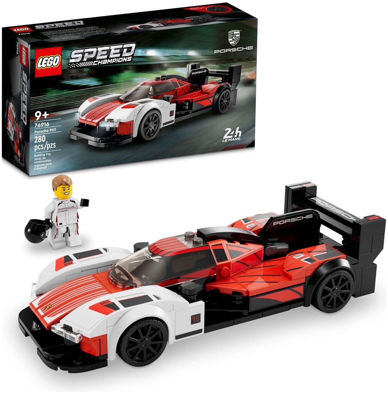 LEGO Speed Champions Porsche 963 76916, Model Car Building Kit, Racing Vehicle Toy for Kids, 2023 Collectible Set with Driver Minifigure