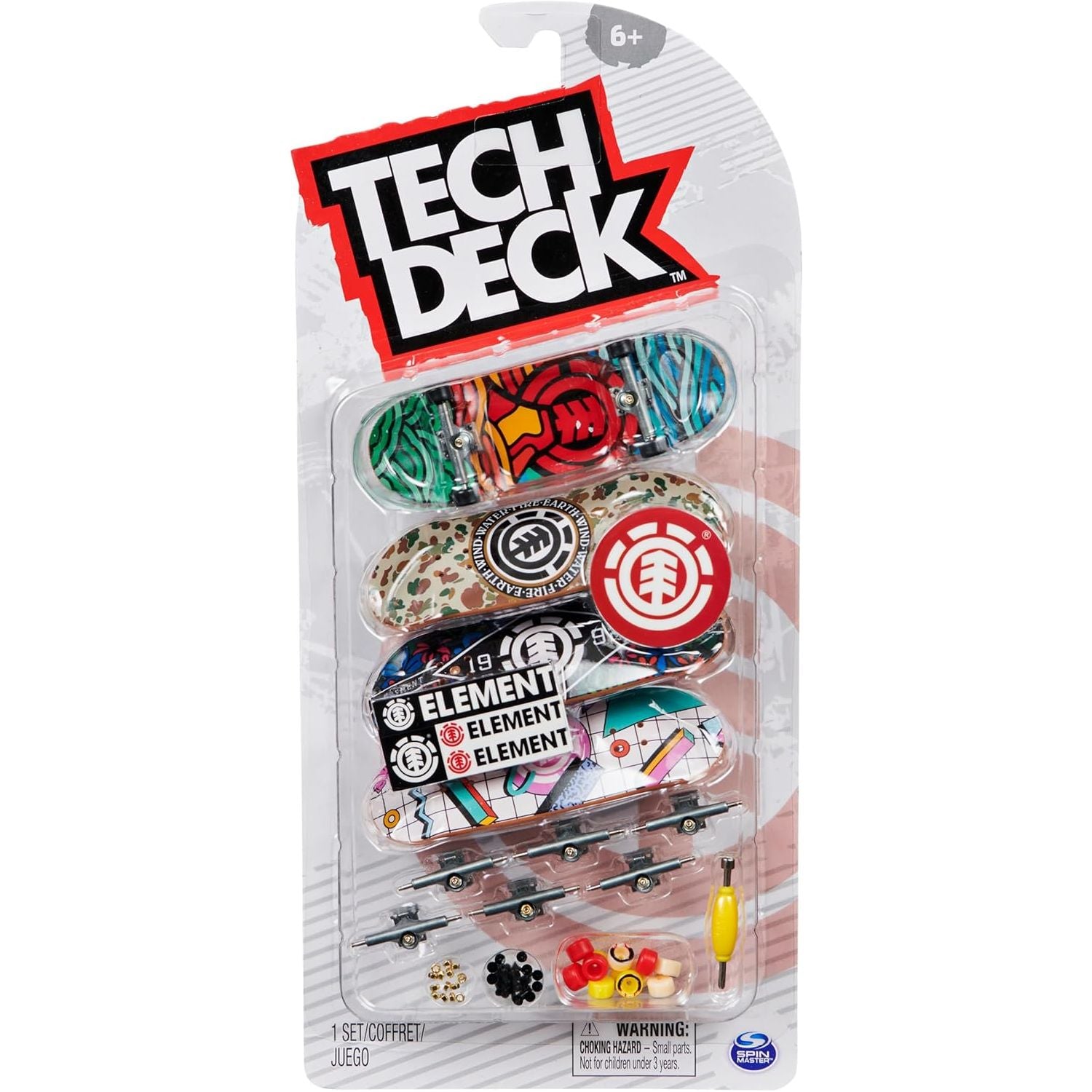 Tech Deck, Ultra DLX Fingerboard 4-Pack, Element Skateboards, Collectible and Customizable Mini Skateboards