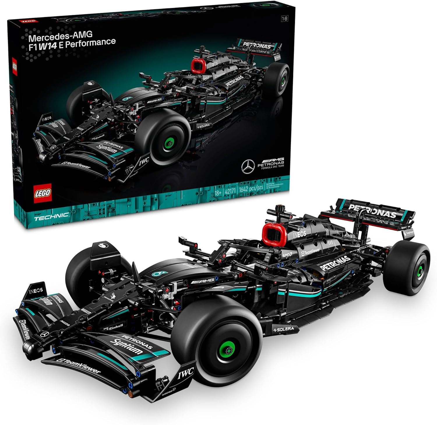 LEGO 42171 Technic Mercedes-AMG F1 W14 E Performance Race Car Building Set for Adults, Model Car Gift for Father's Day, Authentically Detailed Build and Display Model for Home or Office Décorز