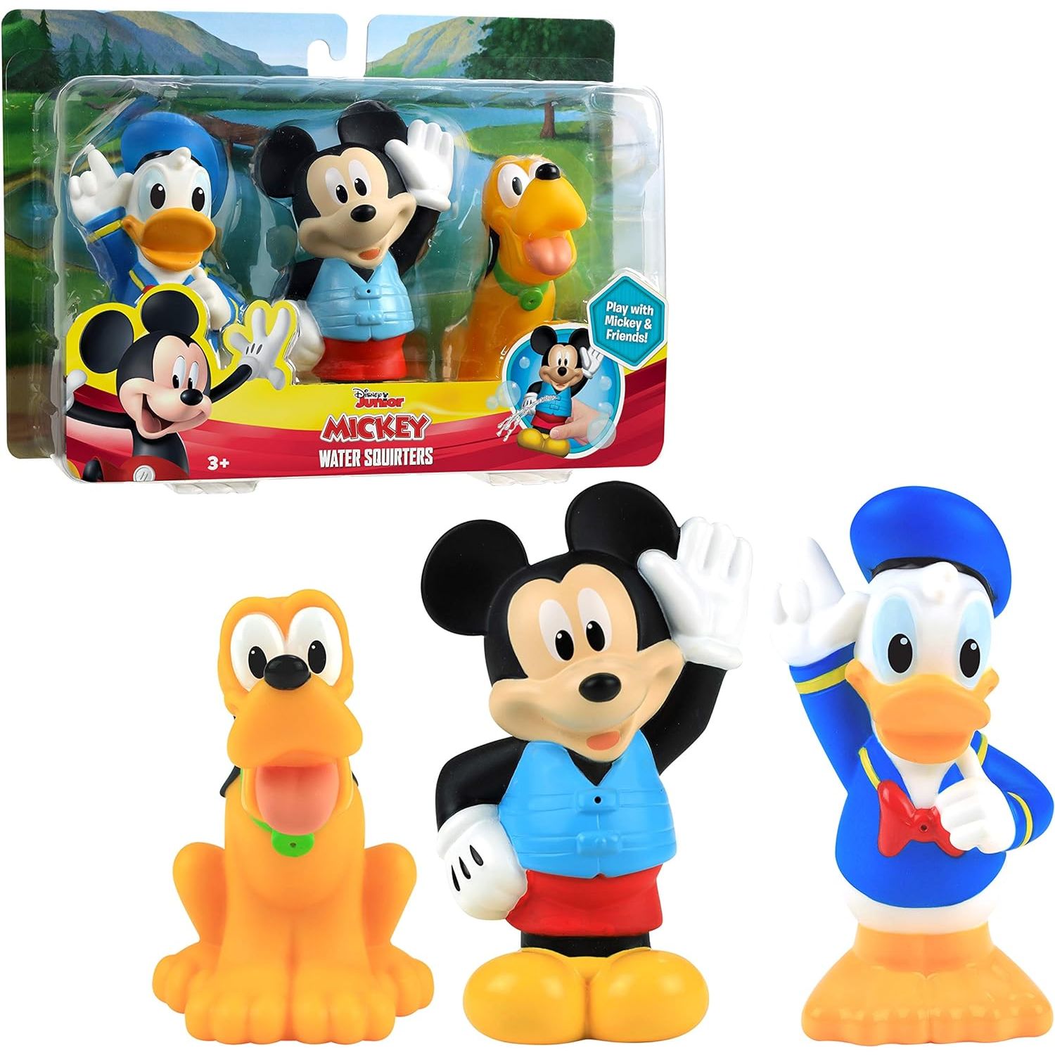 Disney Junior Mickey Mouse Bath Toy Set, Includes Mickey Mouse, Donald Duck, and Pluto Water Toys