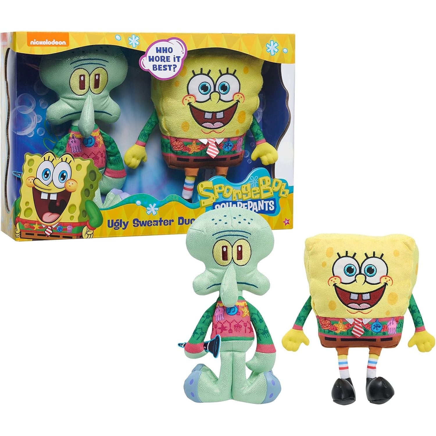 SpongeBob SquarePants Ugly Sweater Duo, Includes SpongeBob & Squidward, Kids Toys