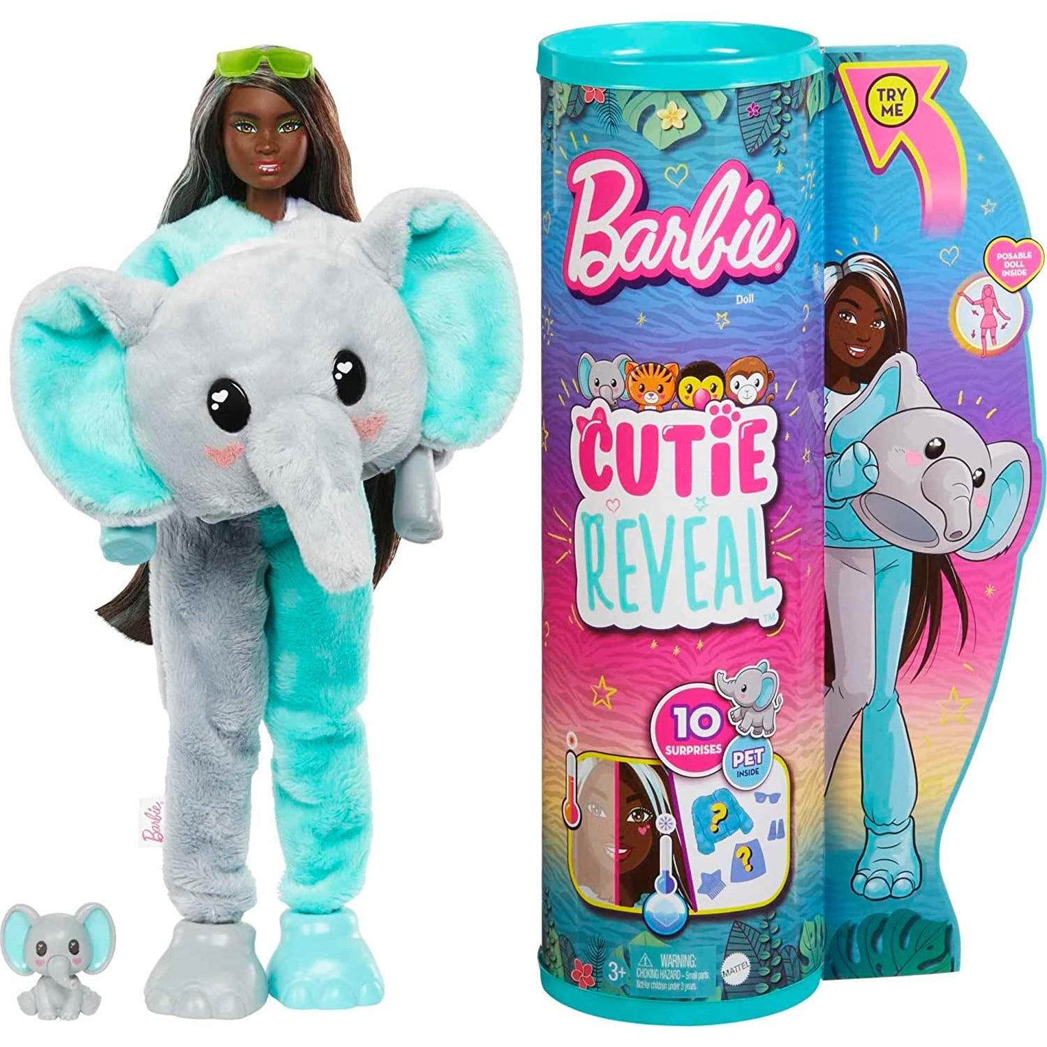 Barbie Cutie Reveal Fashion Doll, Jungle Series Elephant Plush Costume, 10 Surprises Including Mini Pet & Color Change - BumbleToys - 5-7 Years, Barbie, Fashion Dolls & Accessories, Girls, OXE, Pre-Order