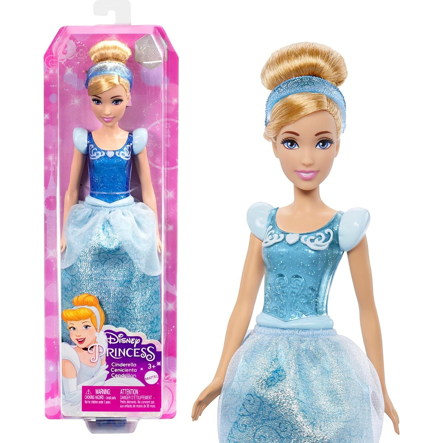 Mattel Disney Princess Dolls,Cinderella Posable Fashion Doll with Sparkling Clothing and Accessories