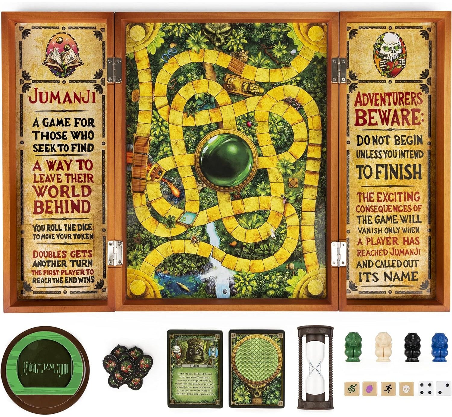 Spin Master Games Jumanji The Game Real Wooden Box Edition of The Classic Adventure Board Game