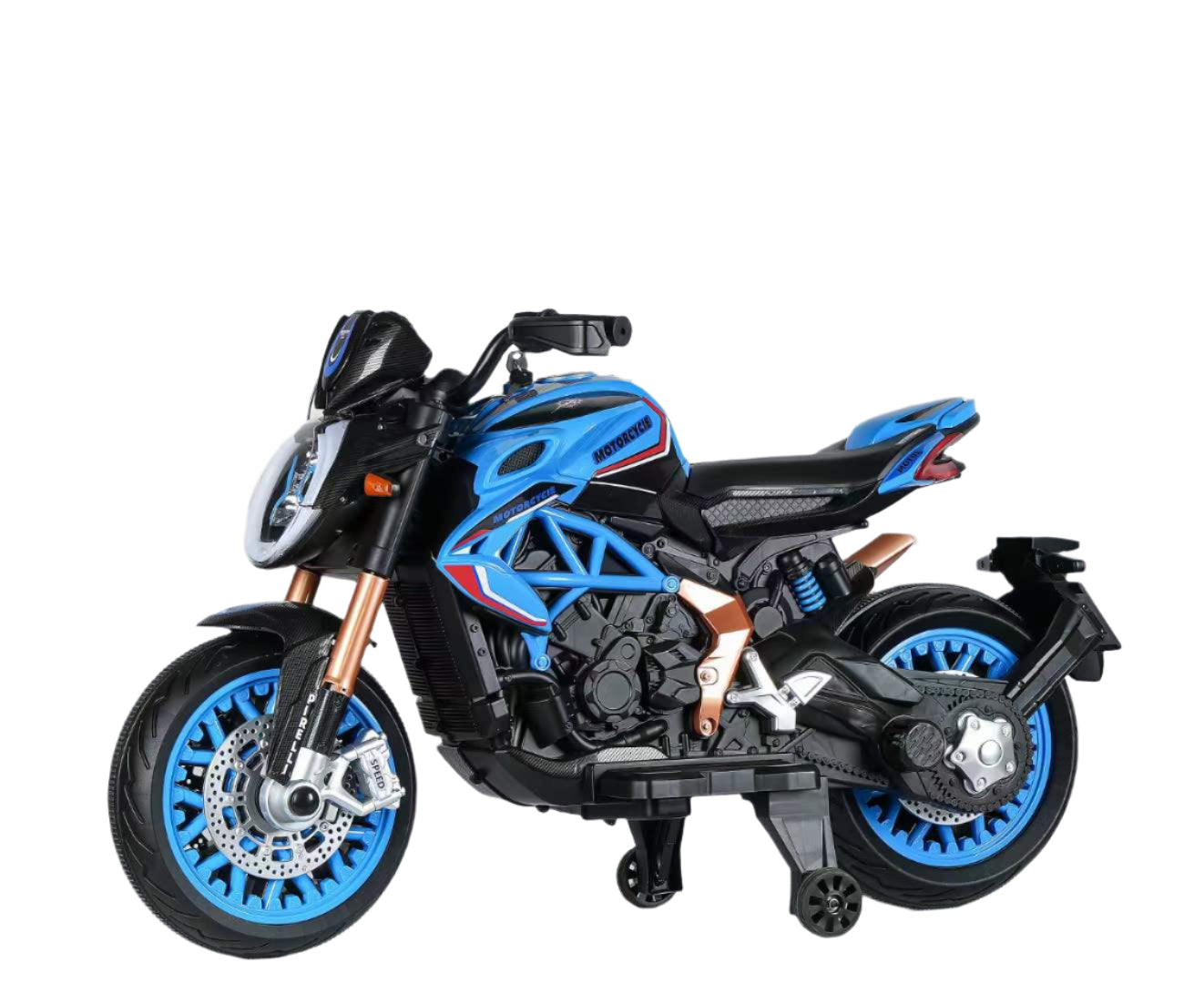 Red 12V Double Motor Ride On Motorcycle for Kids Bluetooth, Music & LED Lights Imported