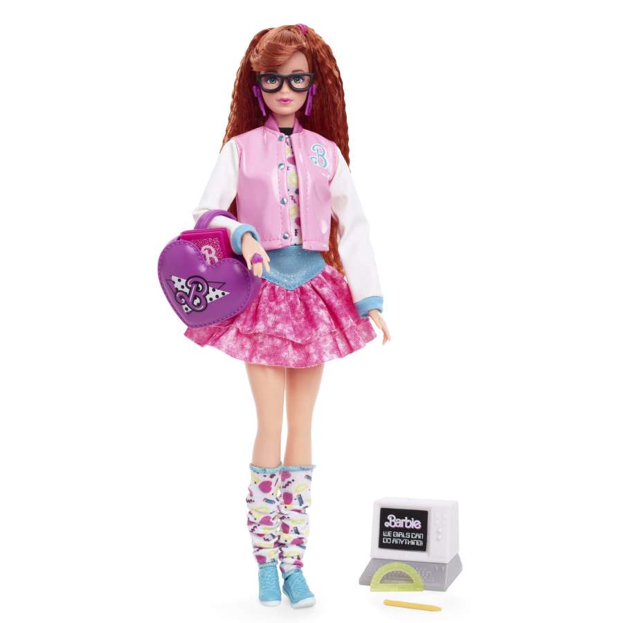 Barbie Rewind Doll, '80S Edition Schoolin' Around Outfit with Varsity Jacket, Acid-Washed Skirt and Rad Accessories