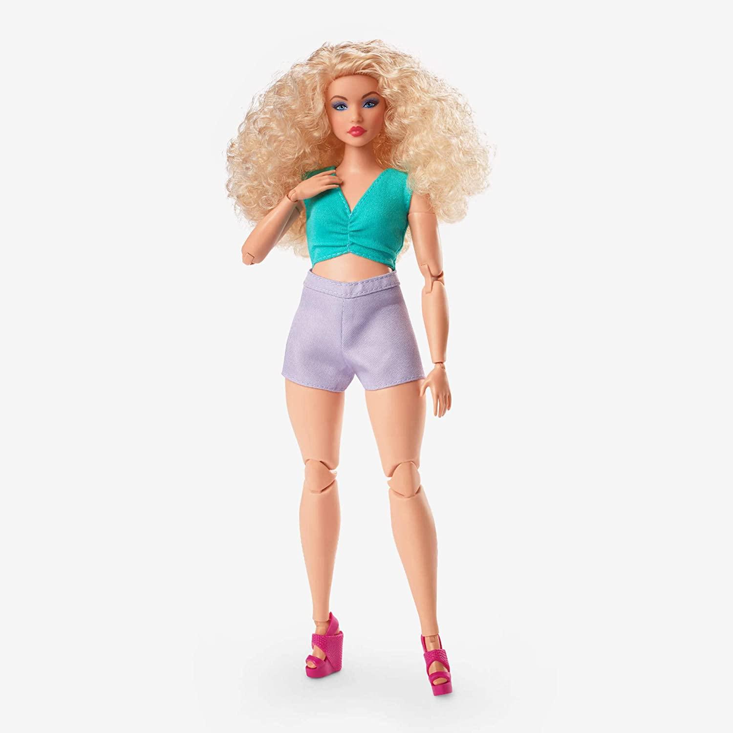 Barbie Looks Doll, Blonde Curly Hair, Color Block Outfit with Waist Cut-Out, Curvy Body Type, Style and Pose, Fashion Collectibles - BumbleToys - 5-7 Years, Barbie, Fashion Dolls & Accessories, Girls, Pre-Order