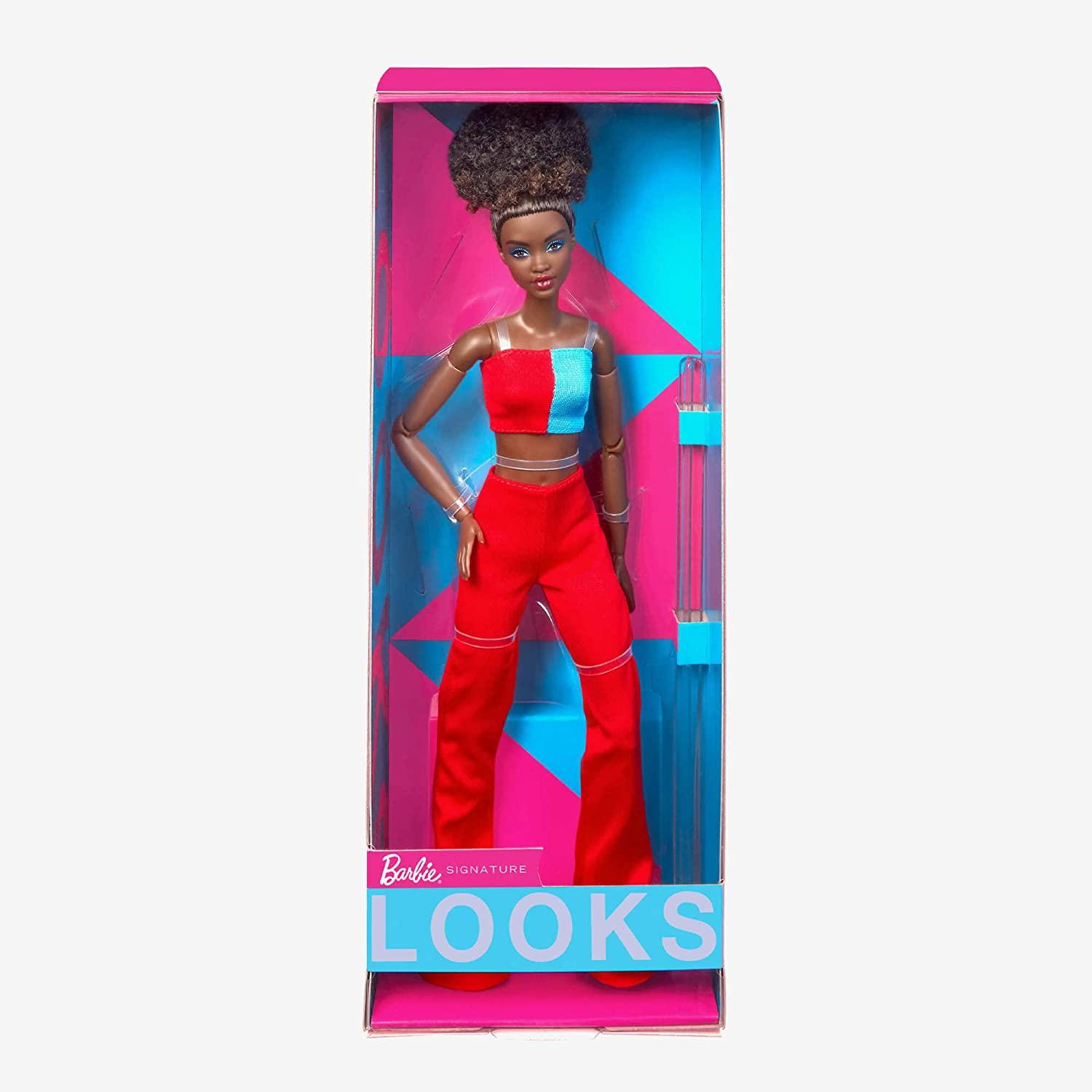 Barbie Looks Doll, Natural Black Hair, Color Block Outfit, Crop Top and Flare Pants, Style and Pose, Fashion Collectibles - BumbleToys - 5-7 Years, Barbie, Barbie Looks, Fashion Dolls & Accessories, Girls, Pre-Order