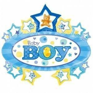 Baby Boy Star Cluster Helium Balloon Party Accessories - BumbleToys - 0-24 Months, Balloons, Boys, Helium, KH, Party Supplies