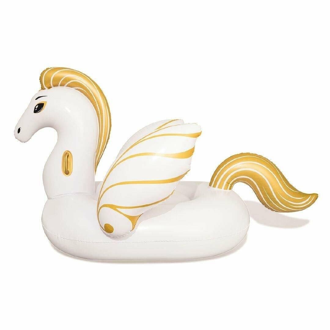 Bestway 41118 Pegasus Shaped Inflatable Ride-On Float - White & Gold - BumbleToys - 8-13 Years, Eagle Plus, Floaters, Girls, Sand Toys Pools & Inflatables