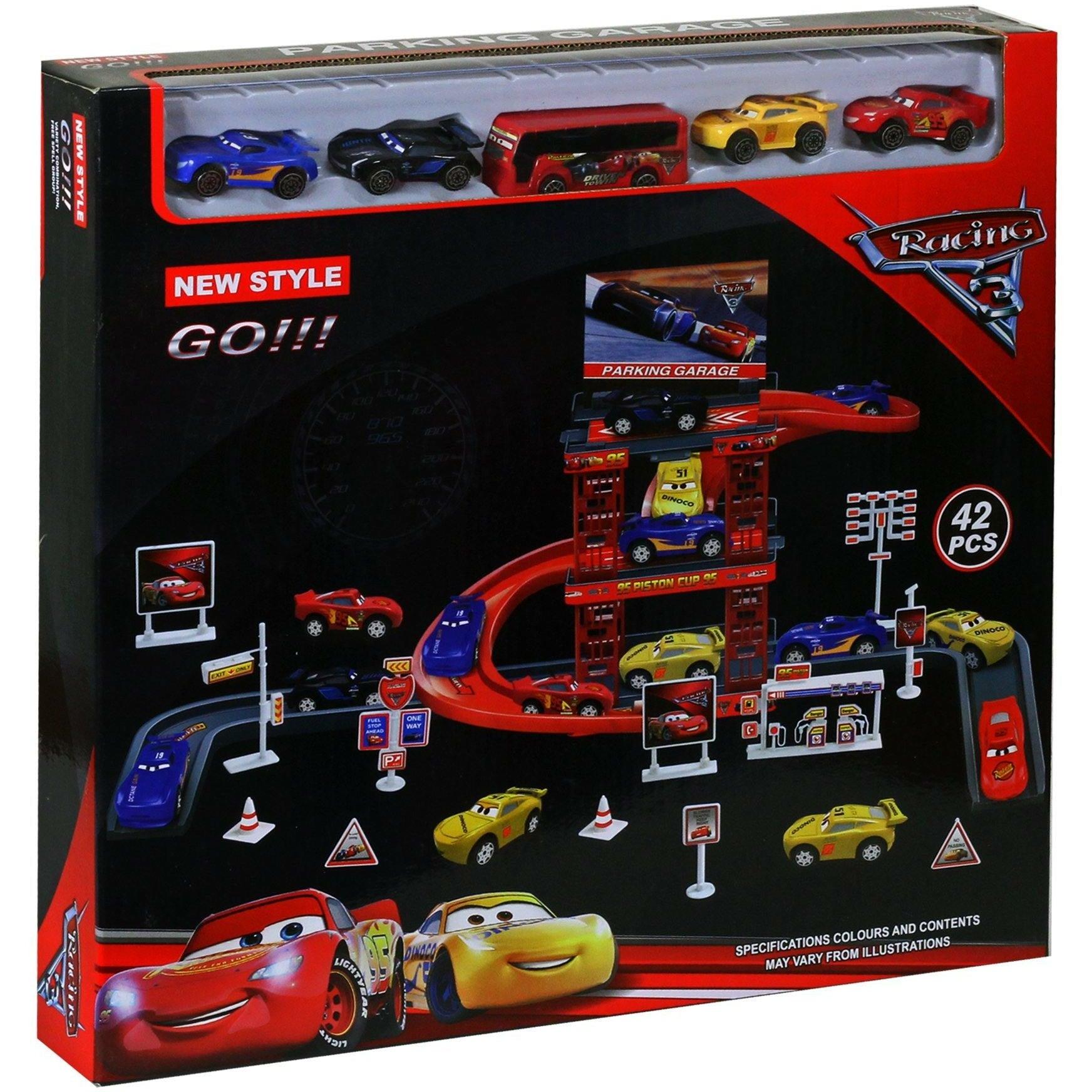 Cars Parking Garage 42 Pieces For Kids - BumbleToys - 5-7 Years, Boys, Disney Cars, Toy House, Tracks & Garages