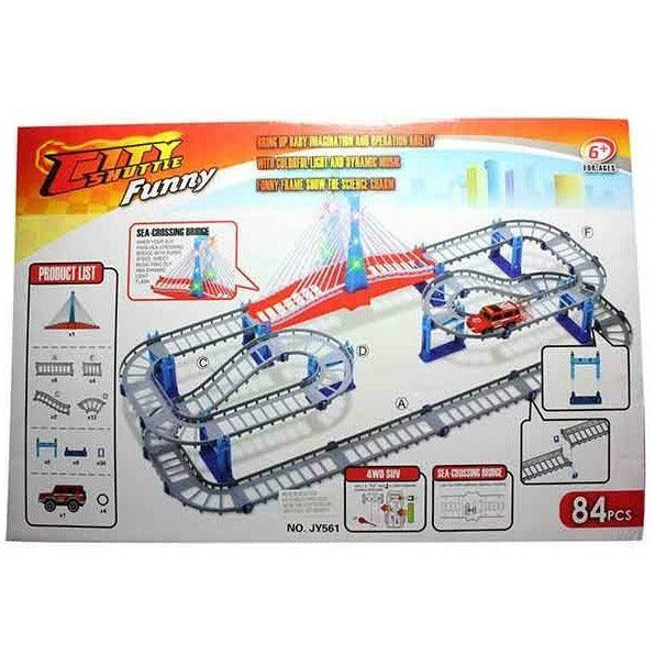 City Shuttle Track Racing Car Fun For Kids Boys 84 Pcs - BumbleToys - 8-13 Years, Boys, Clearance, Tracks & Garages