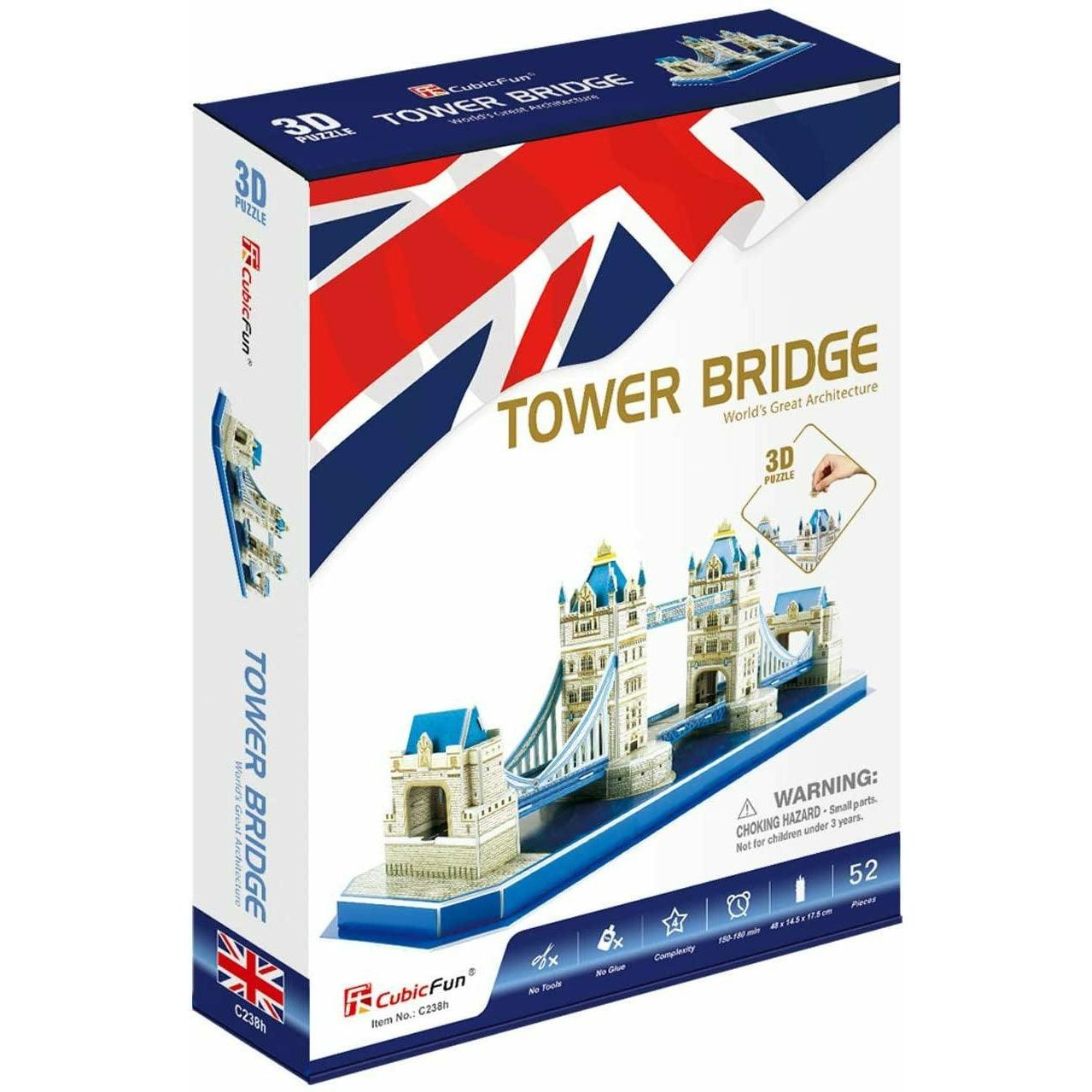 Cubic Fun Tower Bridge Shaped 3D Puzzle C238H- 52 Pieces - BumbleToys - 3D, 5-7 Years, Boys, Cecil, Girls, Puzzle & Board & Card Games, Puzzles & Jigsaws