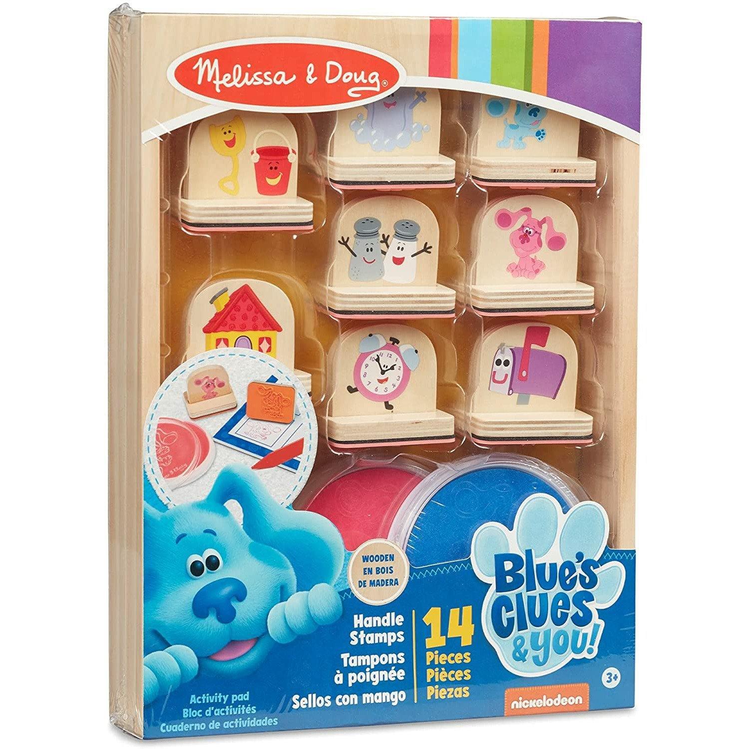Melissa & Doug Blue's Clues & You! Wooden Handle Stamps and Activity Pad (15 Pieces) - BumbleToys - 4, 4+ Years, Blackboards & Easels, Boys, Girls, OXE, Stationery & Stickers