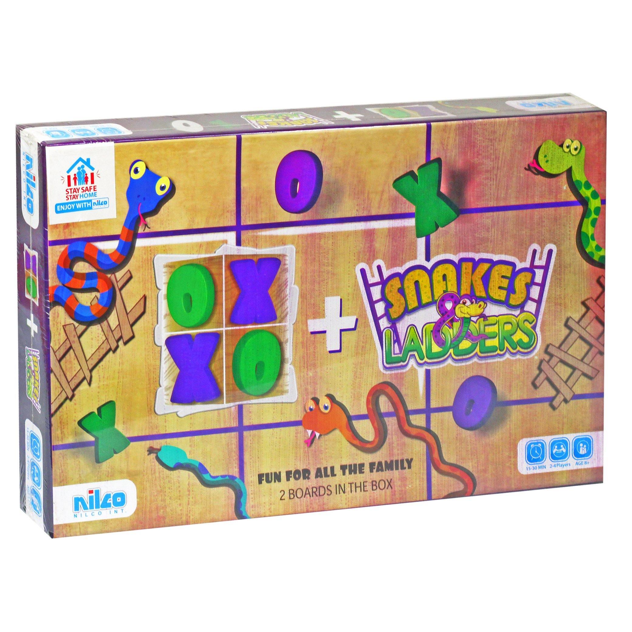 Nilco 1020 Snakes Ladders & XO Board Game - BumbleToys - 8-13 Years, Card & Board Games, Nilco, Puzzle & Board & Card Games, Unisex