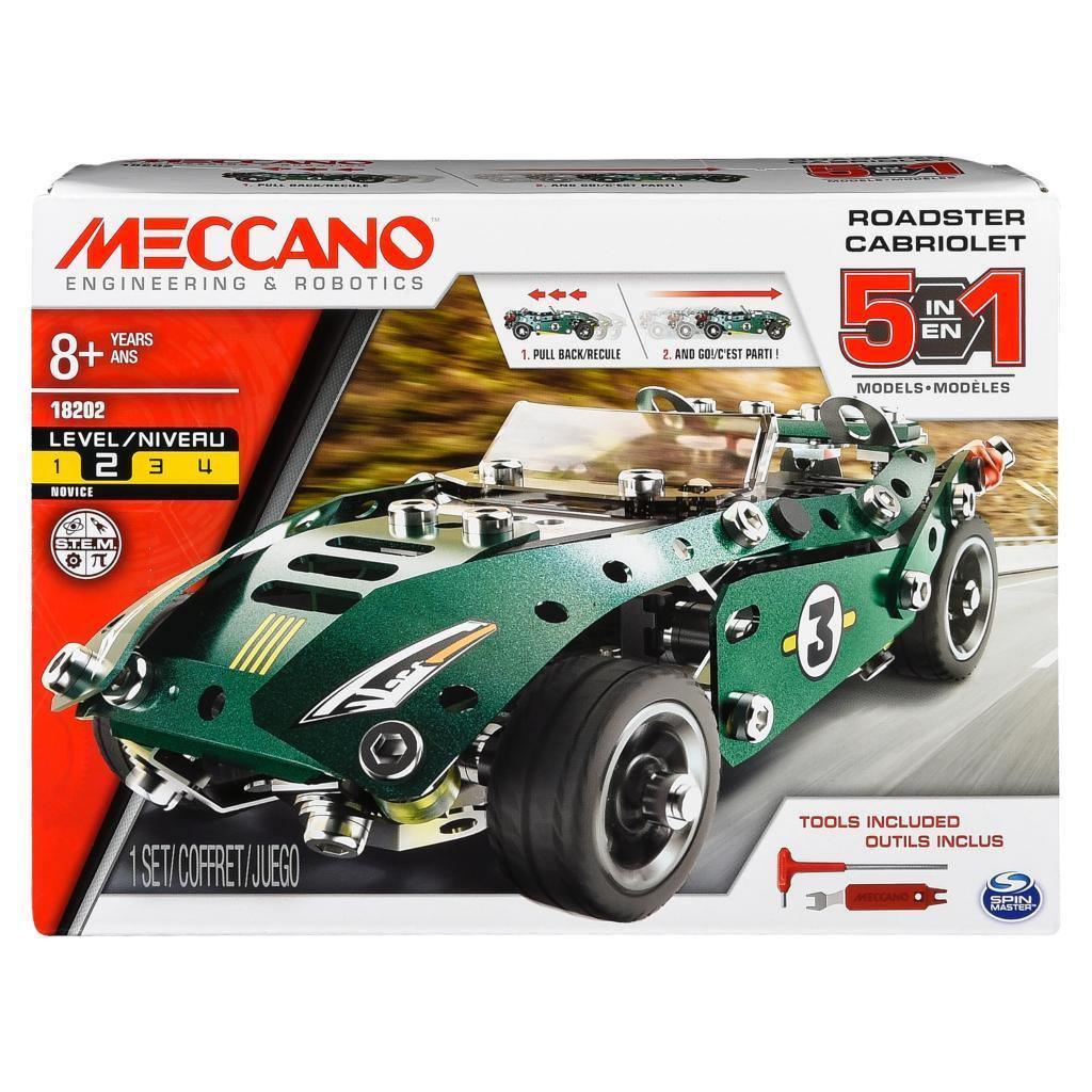 Spin Master STEAM 5 In 1 Meccano - Roadster Pull Back Car - BumbleToys - 8-13 Years, Arabic Triangle Trading, Boys, Meccano
