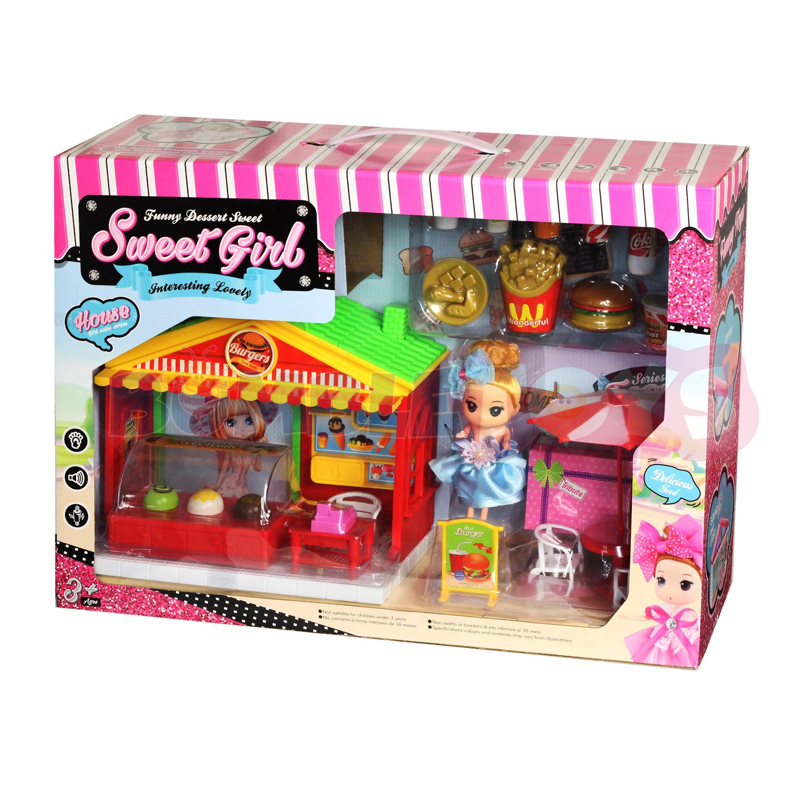 Sweet Girl Interesting Lovely Burgers Shop With Light And Sound - BumbleToys - 5-7 Years, Girls, Roleplay, Toy House