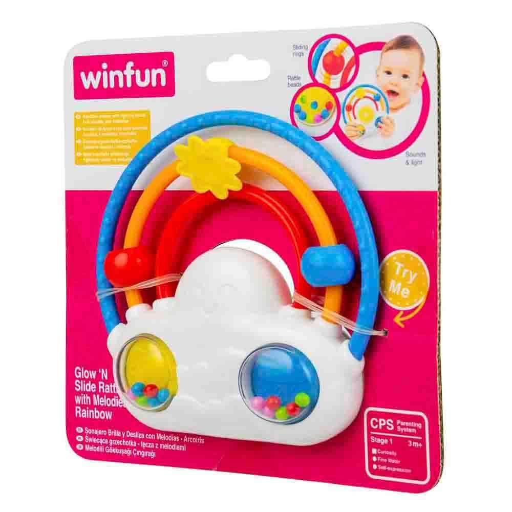 WinFun Shake ‘N Spin Rattle With Melodies - Rainbow - BumbleToys - 0-24 Months, Cecil, Rattles, Unisex