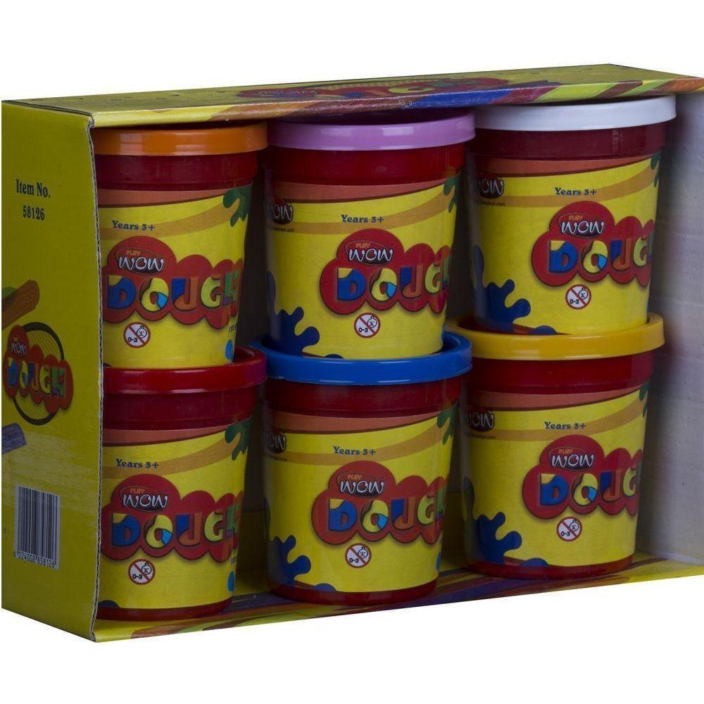 Wow Play Dough 6 Can Set - 125 gm - BumbleToys - 5-7 Years, Arabic Triangle Trading, Make & Create, Play-doh, Unisex
