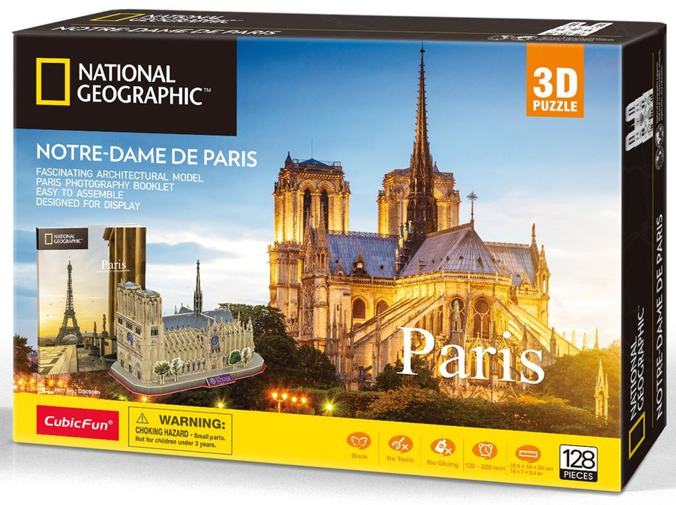 Cubic Fun Notre Dame Shaped 3D Puzzle -128 Pieces