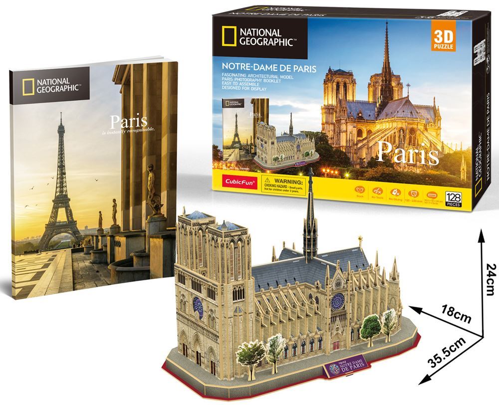 Cubic Fun Notre Dame Shaped 3D Puzzle -128 Pieces