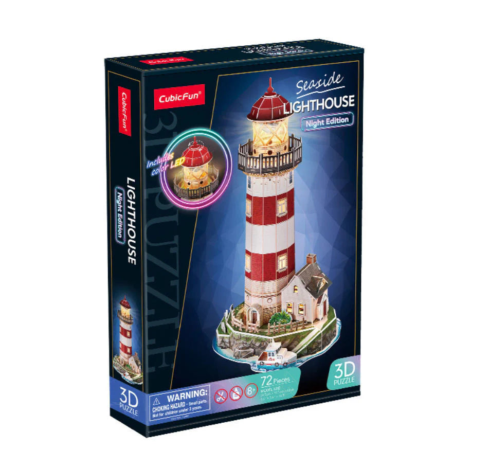 CubicFun Night Edition Lighthouse 3D Puzzles 24.5 x19.5 x 42 cm 72 pcs