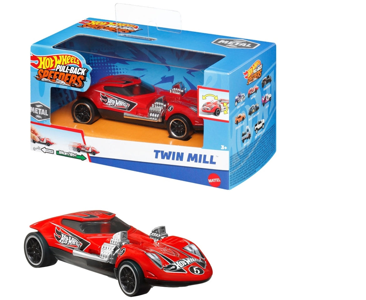Mattel Hot Wheels Pull-Back Speeders Toy Car in 1:43 Scale,  High-Performance - TWIN MILL
