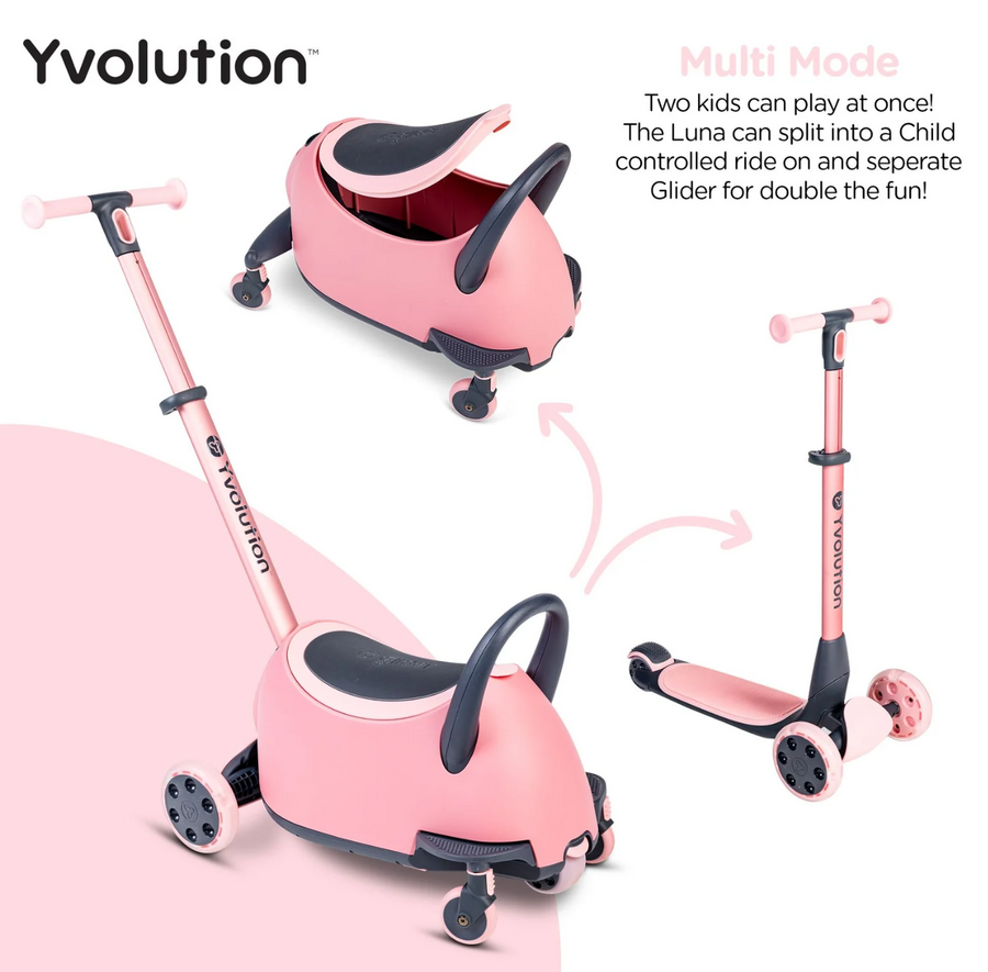 Yvolution YGlider Luna Light-Up 3-Wheel Scooter – Pink