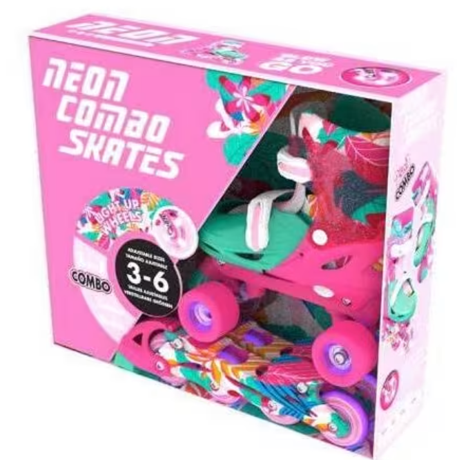 Neon Combo Skates – Floral, US Size 3-6