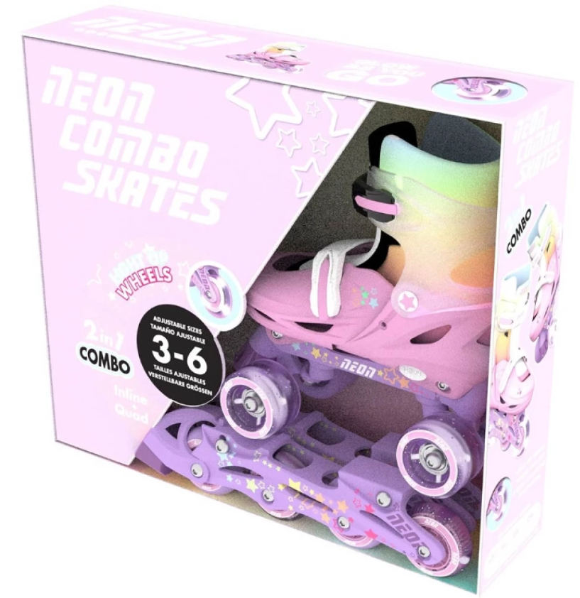 Neon Combo Skates – Rainbow, US Size 3-6