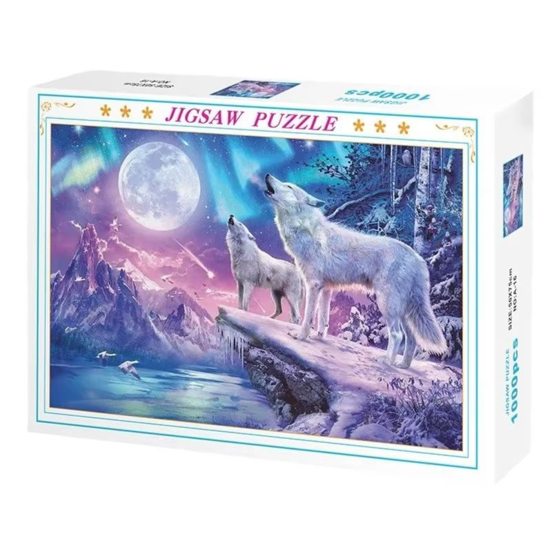 Wolves In The Northern Lights Jigsaw Puzzle 1000 Pieces - A-16