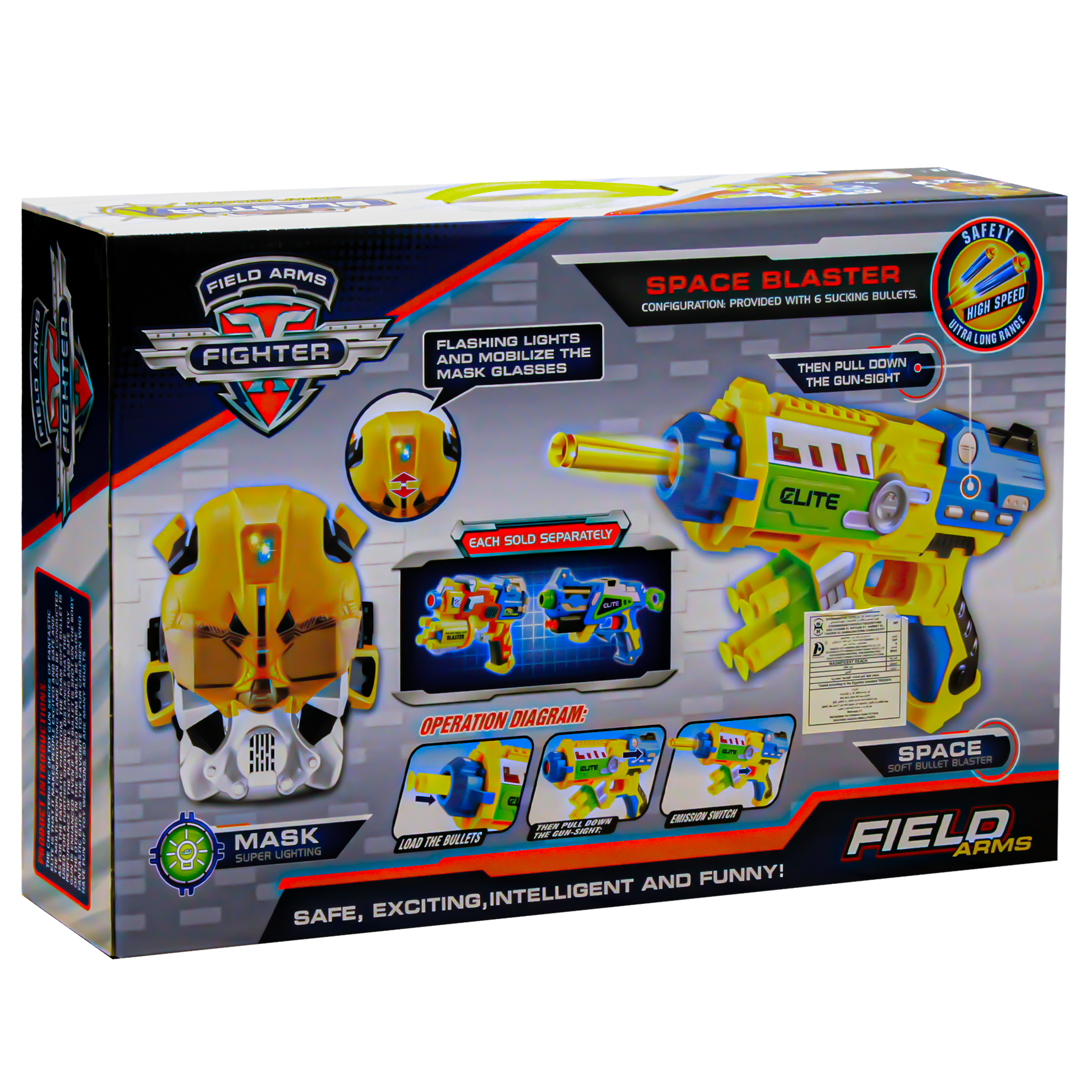 FIELD ARMS FIGHTER SPACE SOFT BULLET BLASTER SHARP SHOOTER WITH FACE MASK Guns & Darts