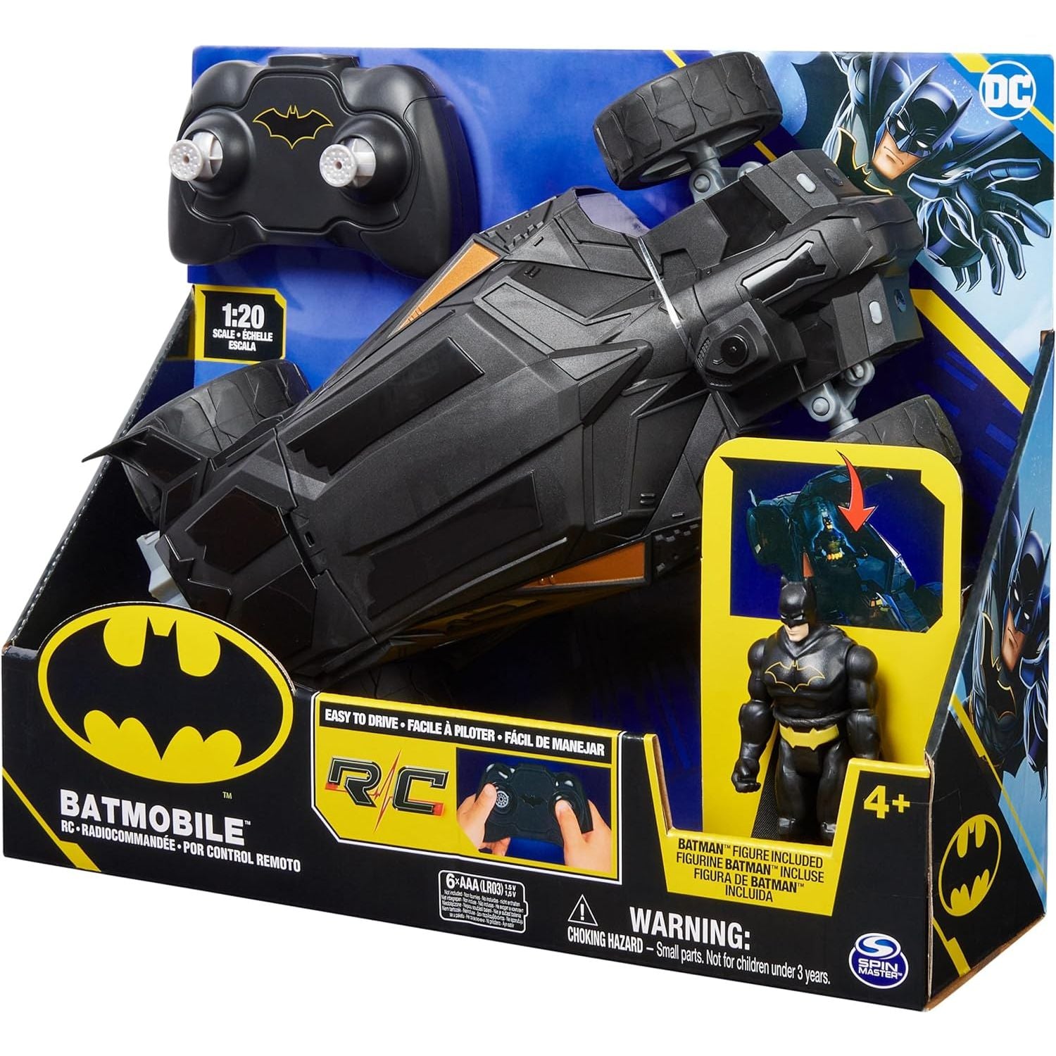 سيارة باتمان باتمان RC 1:20 من دي سي كوميكس مع شخصية 4 بوصات
