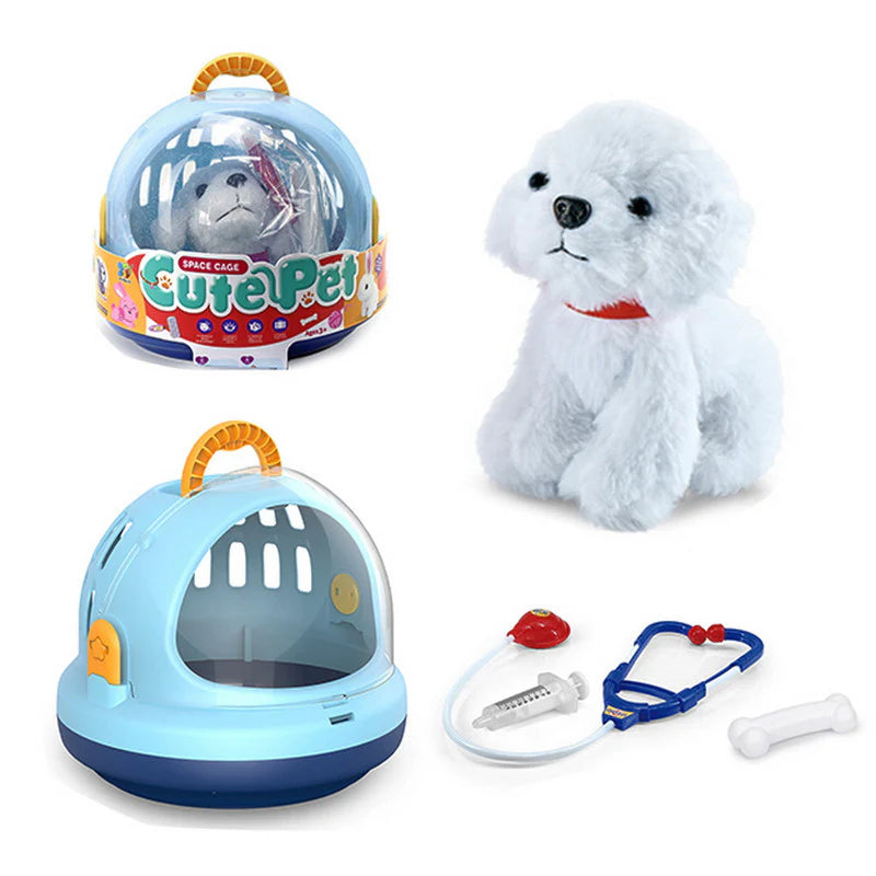 Kids’ Veterinary Carry Case Play Set – Plush Puppy with Medical Accessories and Space Cage Carrier