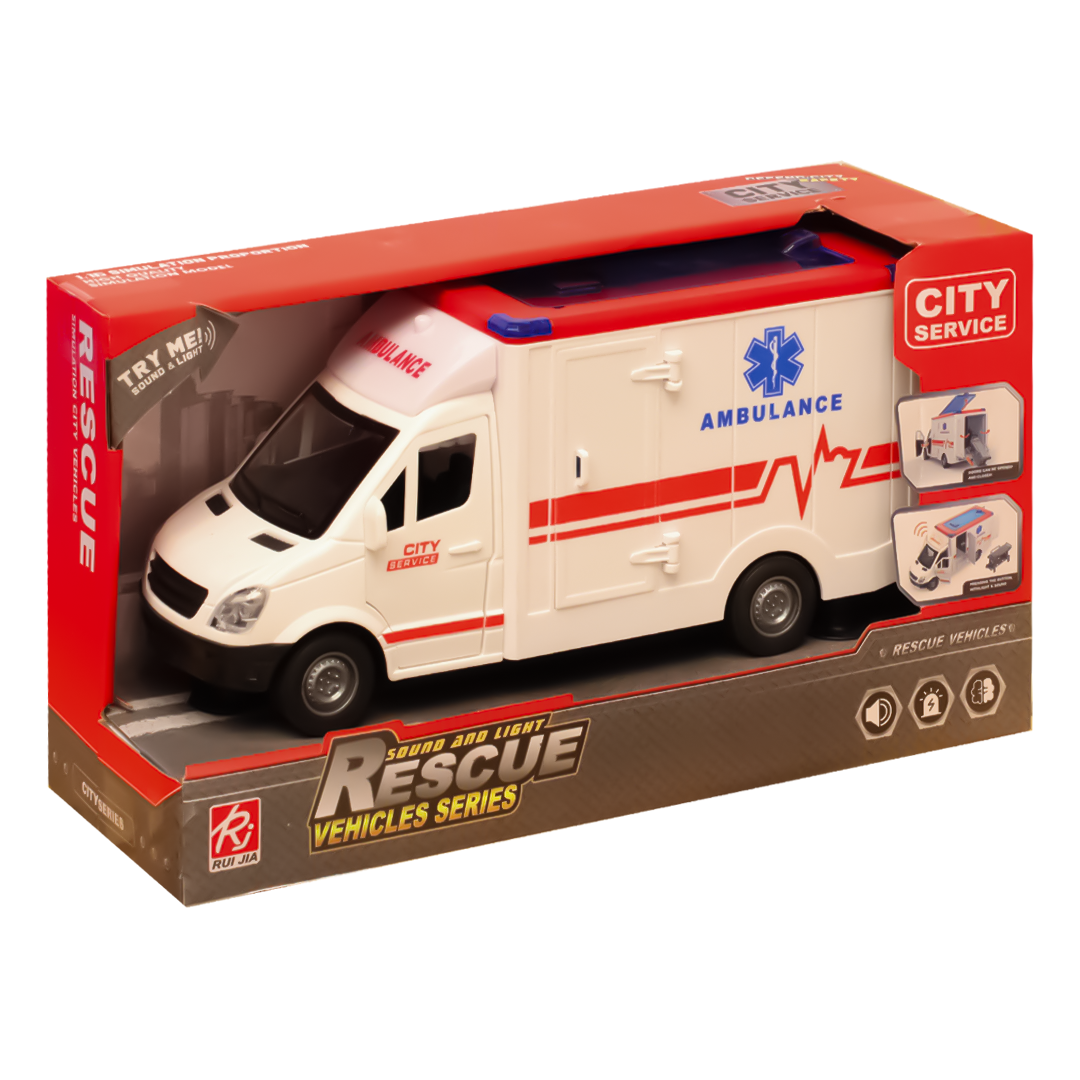 Ambulance Rescue Toy Truck for Kids Lights & Siren